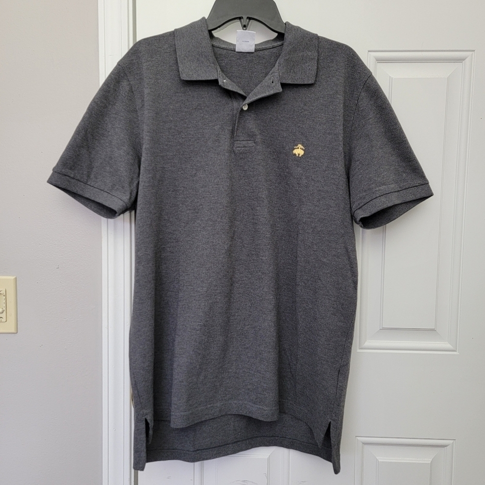Brooks Brothers Performance Polo 100% Cotton Slim Fit Charcoal Gray Logo XL